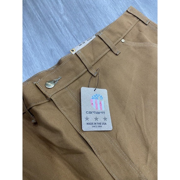 Vintage NWT Carhartt Double Knee Carpenter Jeans Pants 44x34 Made In USA Brown - Picture 4 of 11